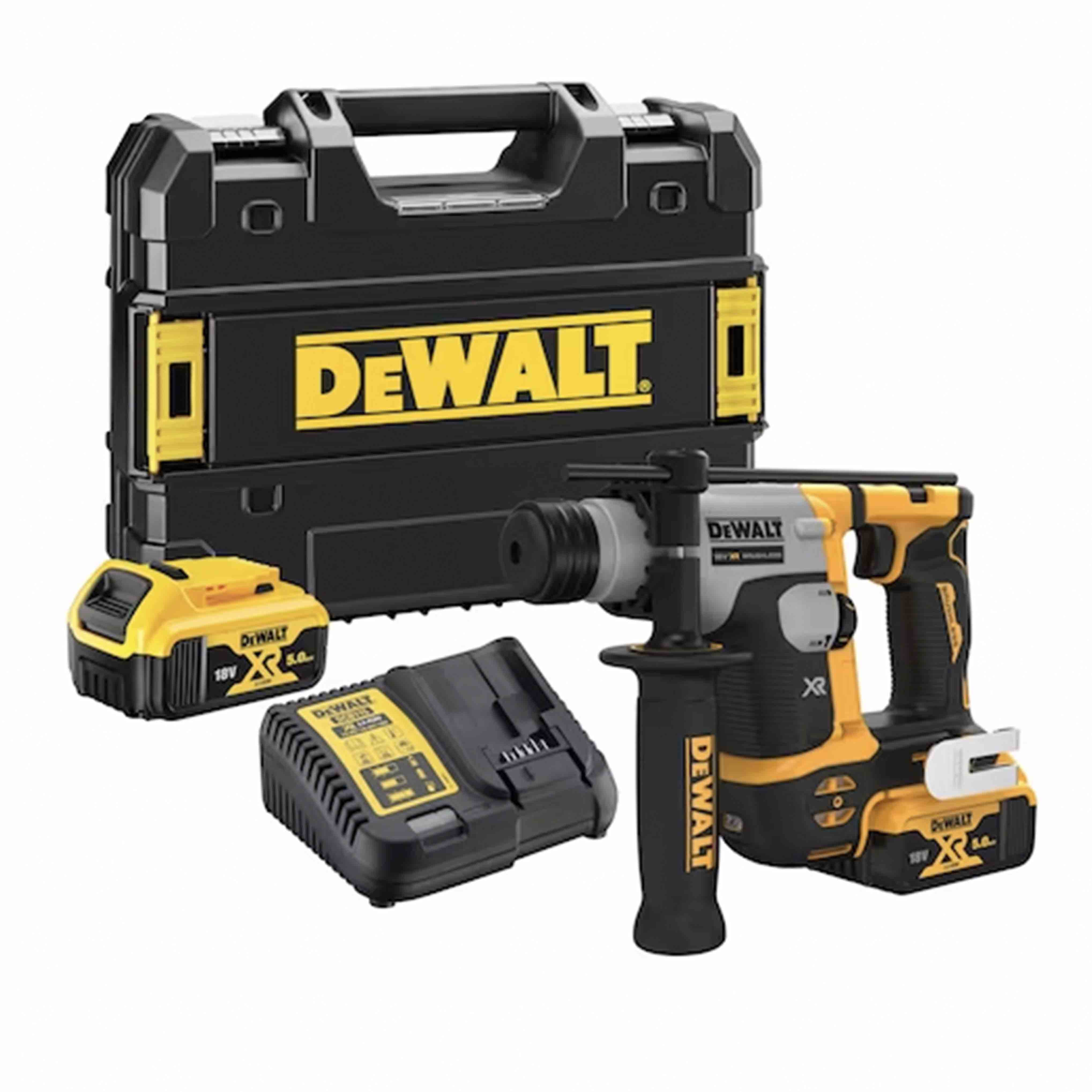 SDS PLUS 16mm 18V XR BRUSHLESS motor 2 x 5Ah hammer drill in TSTACK CASE and ACCESSORIES - DeWALT - DCH172P2T-QW SDS PLUS 16mm 18V XR BRUSHLESS motor 2 x 5Ah hammer drill in TSTACK CASE and ACCESSORIES - DeWALT - DCH172P2T-QW